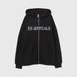 Essentials Oversized Zip Through Hoodie Black