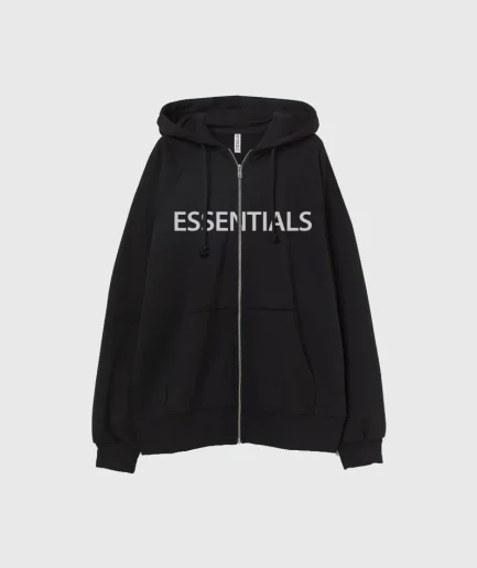 Essentials Oversized Zip Through Hoodie Black